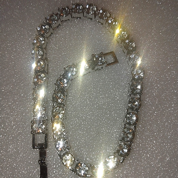 Iced out Silver plated  20 inchesTennis Necklace with Matching Tennis Bracelet - Picture 6 of 9